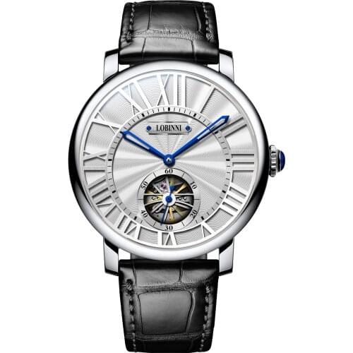 LOBINNI Mens Automatic Watches Luxury Men Watch Skeleton Switzerland Waterproof Mechanical Wristwatch Sapphire Roman Scales