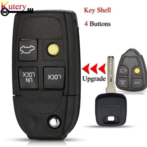 Kutery 10pcs/Lot Upgrade Folding Remote Car Key Shell For Volvo S40 S60 S70 S80 V40 V70 XC90 XC70 4Buttons Key Cover Case Fob