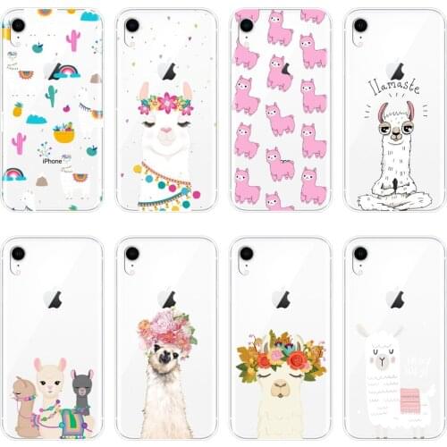 For iPhone X XR XS MAX 8 7 6S 6 S Phone Case Silicone Kawaii Cute Alpaca Soft Back Cover For Apple iPhone 6 S 6S 7 8 Plus Case