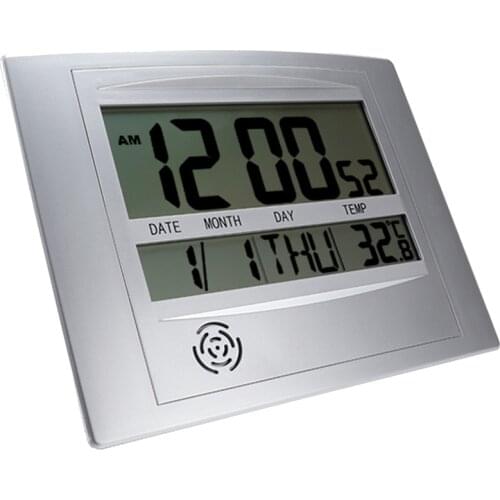 Digital Calendar Wall Clock Atomic Desk Alarm Large Display Battery Operated Bedroom Office Indoor Temperature Easy To Read