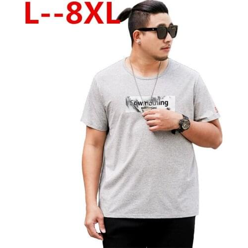 Plus size 8XL 6XL 5XL 4X New short sleeve T shirt men brand clothing fashion printed white T-shirt male quality 100% cotton Tees
