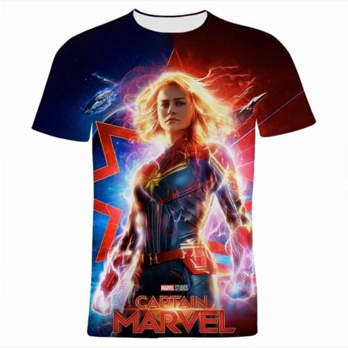 Men T-shirt Summer Fashion Captain Marvel 3D Print Cool Boy Girl Kids Tee Shirts Short Sleeve Harajuku Women Clothing