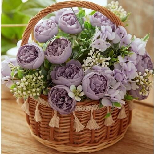 Artificial Flowers Silk Rose Peony Mariage Bouquet Fake Flower Christmas Home Wedding Decor