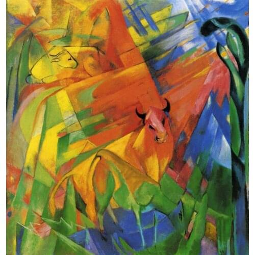 Animals in Landscape by Franz Marc oil Painting Canvas High quality hand painted abstract art reproduction
