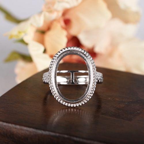925 Sterling Silver Semi mount Ring Setting Engagement Wedding Women Ring fit 13x18mm Oval Cabochon Fine Jewelry Wholesale