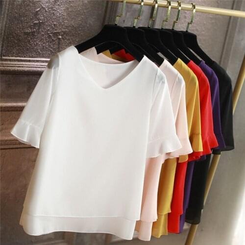 Fashion Brand half sleeve Womens blouse Summer New Chiffon shirt Sheer O-Neck Casual blouse Plus Size 6XL 5XL 8XL Female Tops