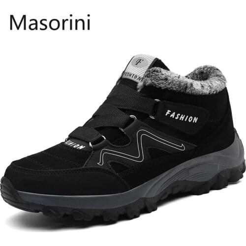 Fashion Men Boots Winter With Fur 2020 Warm Snow Boots Men Boots Work Shoes Men Footwear Rubber Ankle Shoes Plus Size 39-46