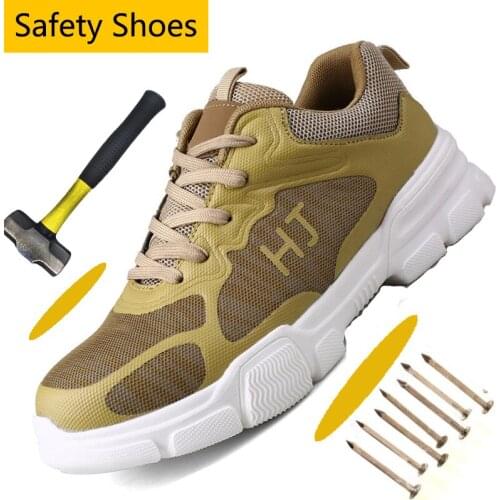 Steel Toe Shoes Men Reflective Light Safety Work Shoes For Men Puncture Proof Footwear Industrial & Construction Work Shoes