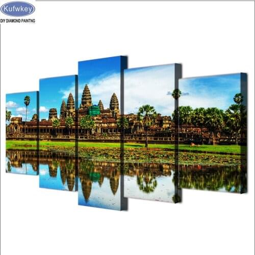 5 pcs set DIY Diamond Painting Cross Stitch Kits Full Diamond Embroidery 5D Diamond Mosaic Vietnam cambodia beautiful sights