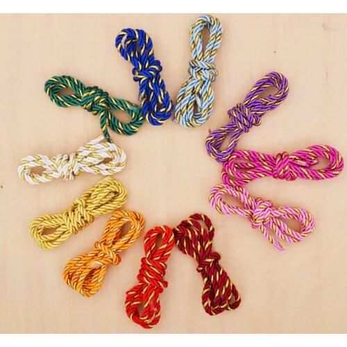Gold color Thread and Other Color Polyester Three Strands Twisted Rope Cords DIY Christmas Home Decoration Rope 3mm 2meter