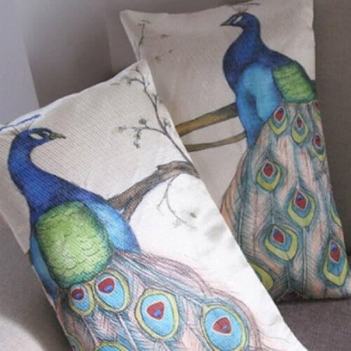 NEW Hand Painted Peacock Cushion Cover Peacock Feather Decorative Pillows Cover For Home Decoration Sofa Throw Pillow Case