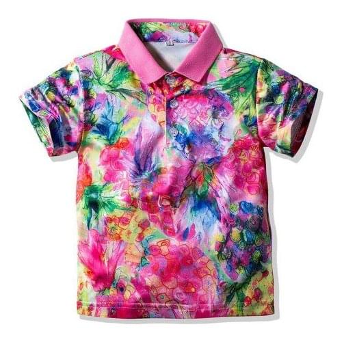 2020 New Summer Newly 1-8Y Summer Kids Baby Boys Girl Shirts Tops Print Short Sleeve Single Breasted Causal Beach Shirts Tops
