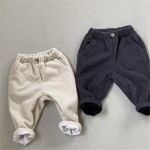 Autumn and Winter Baby Boys and Girls Casual Thicken Corduroy Trousers
