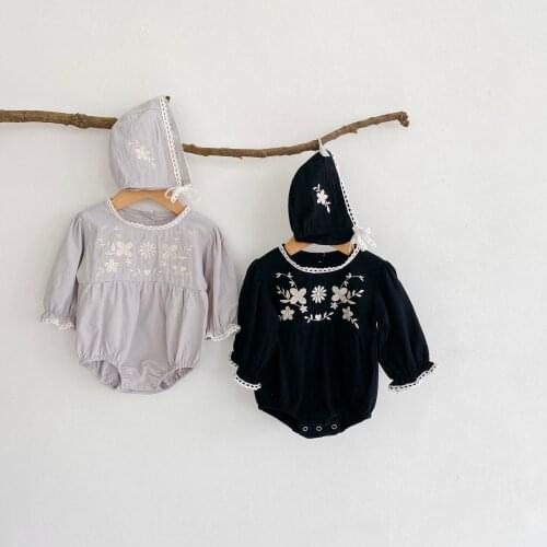 Koodykids Autumn Baby Girls Vintage Bodysuits Toddlers Girls Cotton Rompers With Hat Quality Baby Girls Outfits Rompers Spring