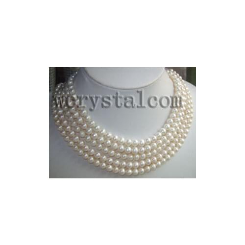 Wholesale 5 Strands Real White Freshwater Cultured Pearl 7 8mm Necklaces