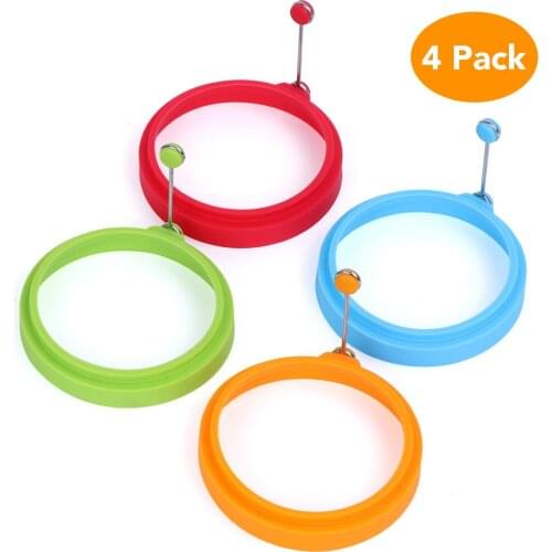 Silicone Egg Ring 100% Food Grade Egg Cooking Rings Non Stick Cooking Rings Perfect Fried Egg Mold or Pancake Rings (4pcs)