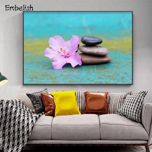 Embelish 1 Pieces Zen Stones And Flowers Spa Wall Art Pictures For Living Room Modern Home Decor HD Print Canvas Paintings