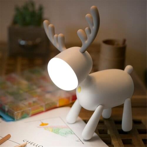 USB Rechargeable Creative Deer LED Night Light Dimmable Reading Lamp Luminaira for Bedroom Lamp Baby Kid LED Desk Lamp