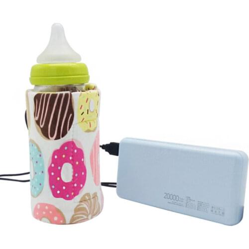 1 Printed Pattern Baby Bottle Protective Cover Portable USB Baby Milk Bottle Warmer Heater Coffee Tea Mug Beverage Warming Bag