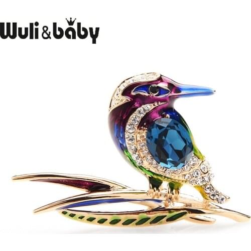 Wuli&baby Crystal Blue Purple And Green Enamel Bird Brooches For Women And Men Alloy Animal Wedding Party Banquet Brooch