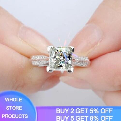 YANHUI Victoria Princess S925 Silver Wedding Rings Women Bijoux Charming Sona Diamond Bridal Engagement Jewelry Drop Shipping