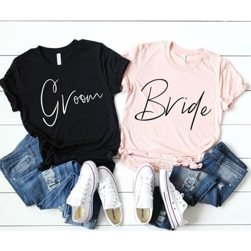 Bride Wedding Party T-shirt Aesthetic Stylish Summer T Shirt Women Couple Lover Harajuku Tops QT4Z
