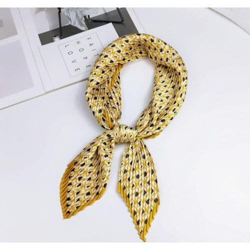 Yishine 2019 New Wrinkle Neck Scarf Women Geometric Fashion Crepe Kerchief Scarves Headband Crumple Handlebag Wraps Scarf Decor