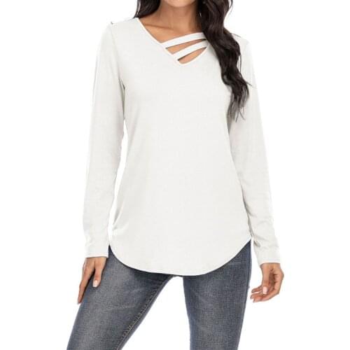 Women Long Sleeve Sexy V-Neck T-Shirt Casual Loose Pullover Tops Outdoor Festival Streetwear S-2XL