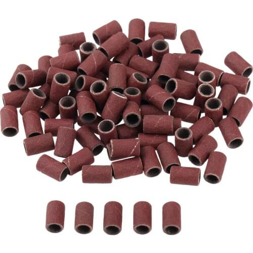 100Pcs 6.35mm Drum Sanding Bands for Nail Power Drills Accessories Manicure Pedicure Polishing Tools Grit 80 120 180 240 320 600