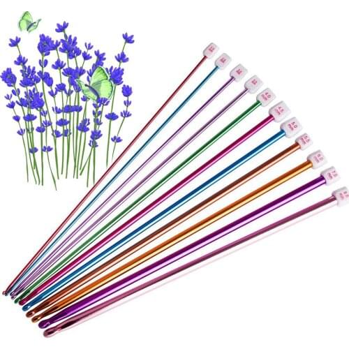 11Pcs/Set Colorful Crochet Hooks Needle Set Assorted Colors Aluminum Knitting Needles Handmade Crochet Tool Kit