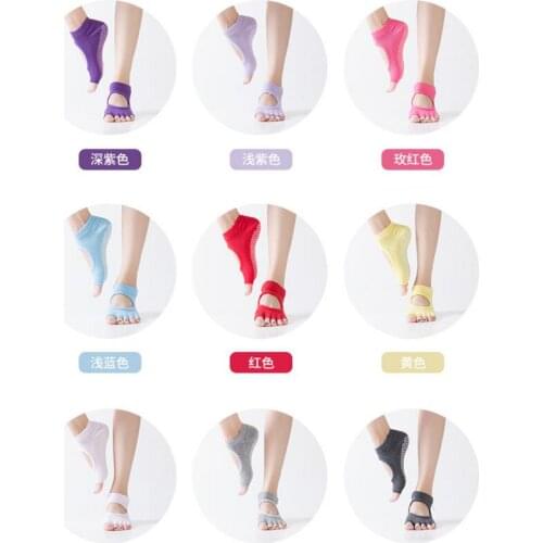 120pairs/lot Unisize Cotton Half Toe Open Foot Dance Ballet Socks Non Slip Pilates Massage Durable 5 Toe Sock Grip Exercise Gym