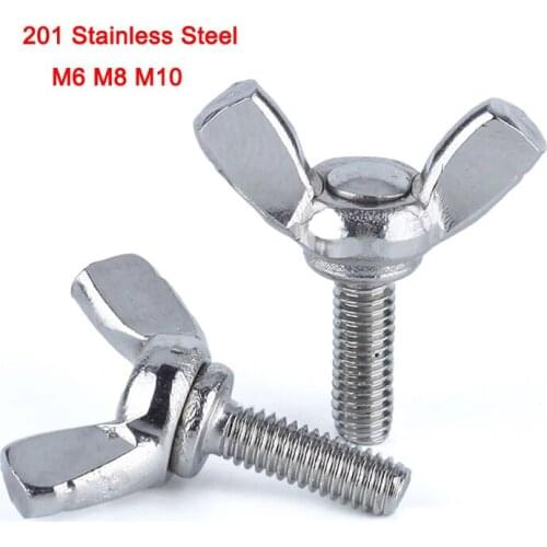 2/3/5Pcs 201 Stainless Steel Butterfly Screw Butterfly Bolt Thumb Wing Screws Bolt M6 M8 M10 Length 12/16/20/25/30/35/40/45/50mm