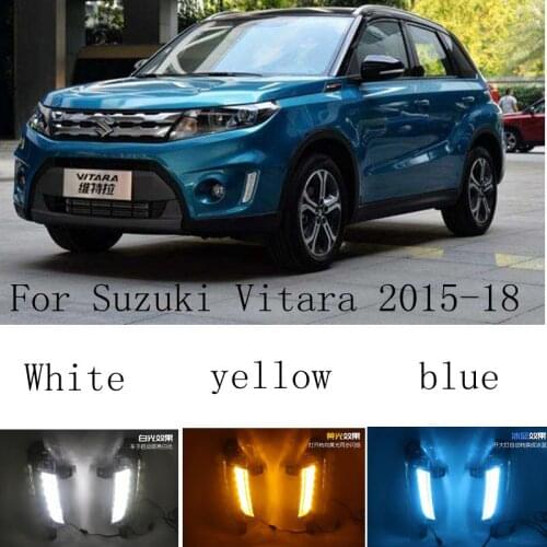 2 piecesFor Suzuki Vitara 2015 2016 2017 2018 12V ABS Fog Lamp DRL Daytime Running Light Car-styling Yellow turn signal