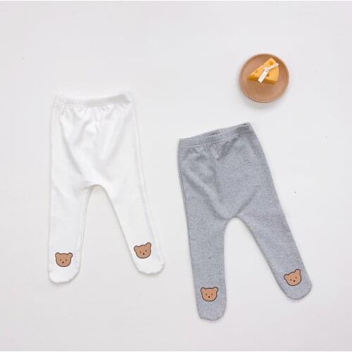 2021 New Baby Girls Boys Leggings Toddler Four Seasons Clothing Bear Print Long Pants Newborn Casual Cartoon Pant for 0-2M