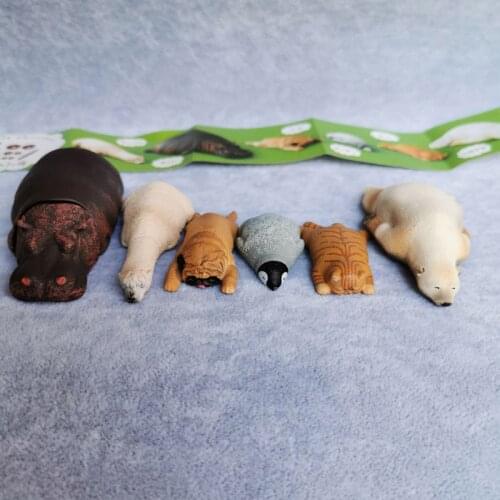 6pcs/set Rare sleeping zoo animal gangs figurine cartoon figure original slodziaki toy sweetie animal Xmas Gift for boy girl