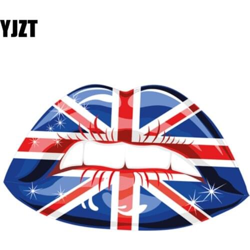 YJZT 13.2CM*7.8CM Car Accessories Great Britain Flag Lips Love Car Sticker Decal 6-1359
