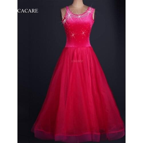 Ballroom Waltz Dresses Dance Competition Dresses Ballroom Dress Standard Customized Size D0283 with Rhinestones Big Sheer Hem