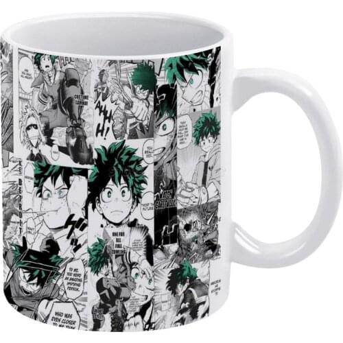Deku Manga Collage White Mug 11 Oz Funny Ceramic Coffee/Tea/Cocoa Mug Unique Gift Deku Boku No Hero Academia Midoriya Anime Bn