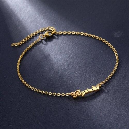 Custom Name Anklet Stainless Steel Personalized Ankle Butterfly Bracelet Leg Chain Ankle Handmade Initial Anklet Jewelry