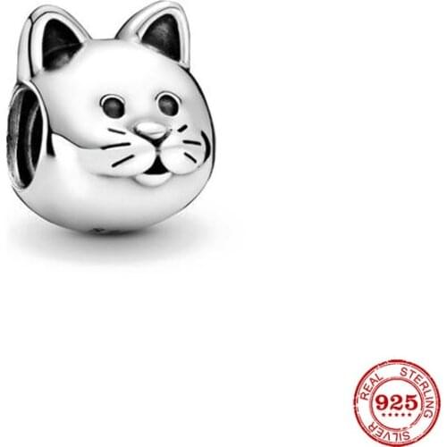 New Original Silver Color Cat Bead Fit European Pandora Charms Bracelet Bangles Diy Jewelry P095