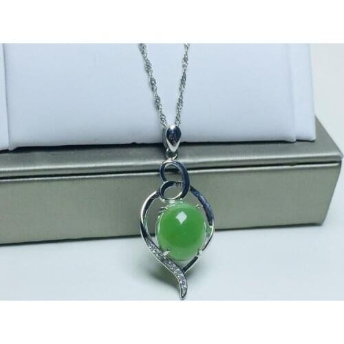 Boutique Jewelry 925 Silver Inlaid Hetian Jade Pendant Fashionable Atmosphere Jasper Necklace, Designed for Womens
