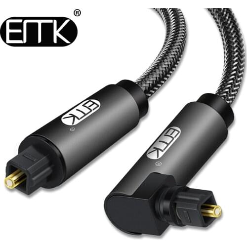 EMK 90 Degree Digital Optical Audio Cable 5.1 Right Angle Toslink SPDIF Cable for Blu-ray Player Xbox Soundbar Fiber Cable