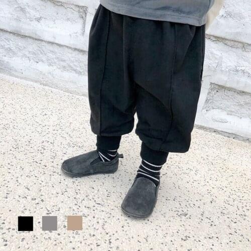 Childrens harem pants 2019 autumn and winter plus velvet pants boy beamed casual pants childrens solid color loose harem pants