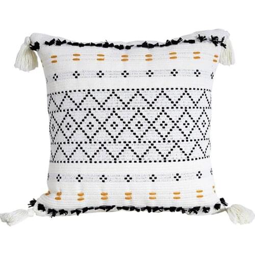 Home Pillow Square Decorative Pillows Cushion Cover For Sofa Bed Car Waterproof Durable With Tassels Nordic Geometric Pillowcase