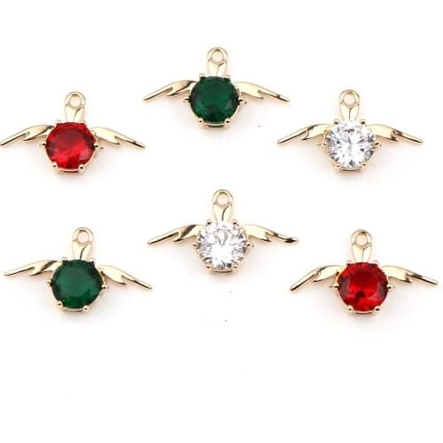 DoreenBeads Retail Copper & Glass Religious Charms Gold Plated White Angel Pendants High-quality Jewellery 24mm x 15mm, 3 PCs