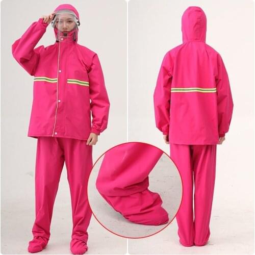 Hot Red Pink Raincoat Women/Men Suit Rain Coat Outdoor Hood Womens Raincoat Motorcycle Fishing Camping Rain Gear Set