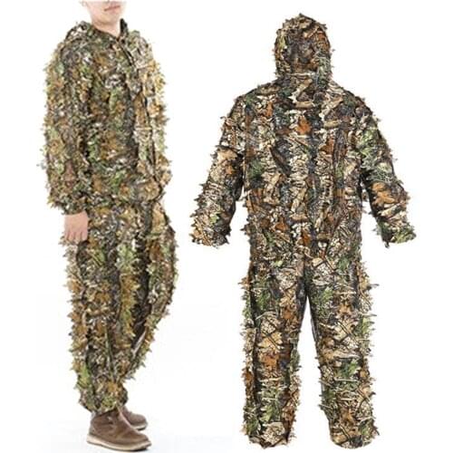 Camouflage Clothes Suit 3D Maple Leaf Lightweight Ghillie Suit Two-piece Hunting Clothing Jungle Suit For Hunting Accessories