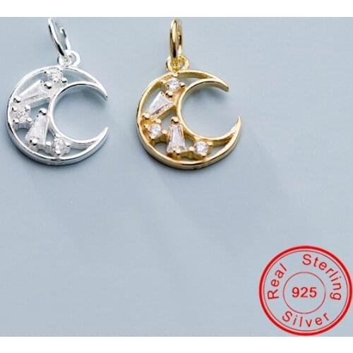UQBing Pure Silver Color Moon Zircon DIY Charms Necklace Pendant Anklet Jewelry Making Accessory