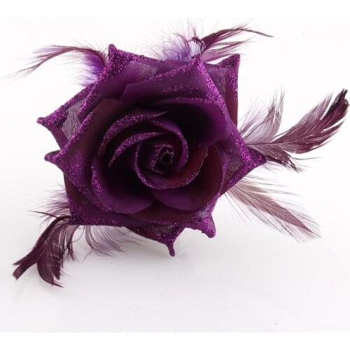 Fashion fashion luxury powder rose feather brooch bride dress full dress