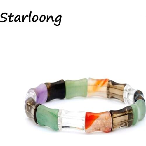 Multi shape Bohemia style fashion amethy agata double holes natural stone beads strand bracelets DIY handmade Jewelry